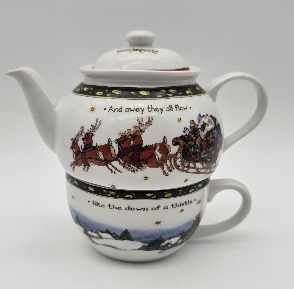 Portmeirion A Christmas Story Tea for One Porcelain Tea Pot & Cup Set No Box